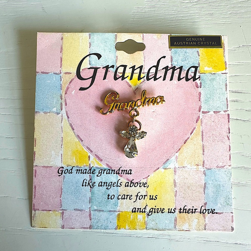 Grandma Pin with clear crystals